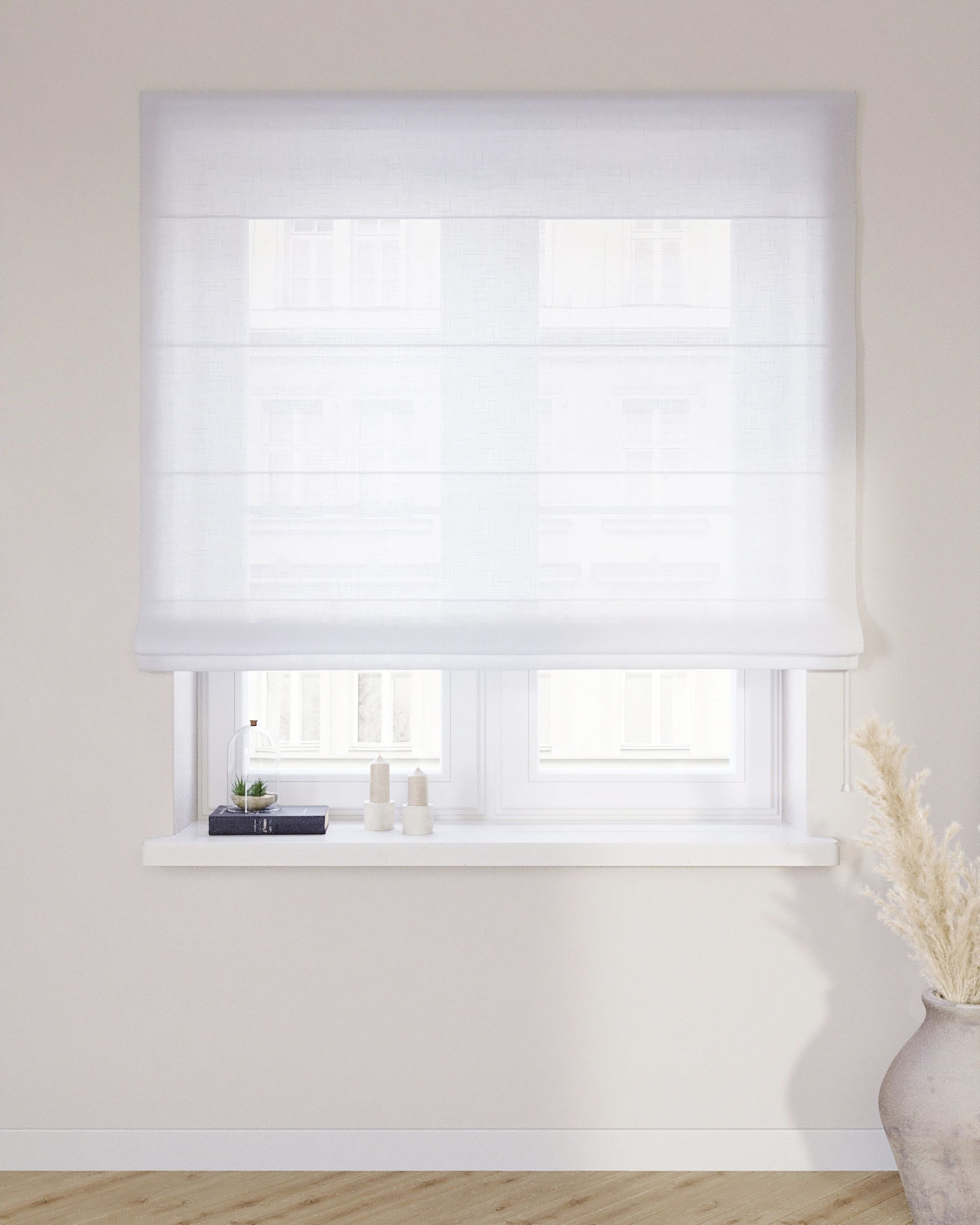 Billie roman blind colour white fabric semi-sheer, structured (hover)