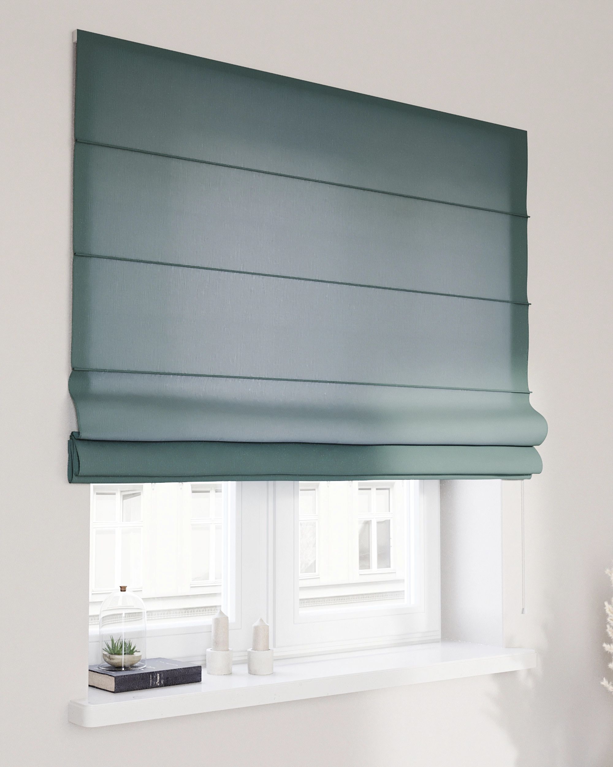 Billie roman blind colour green fabric semi-sheer, structured