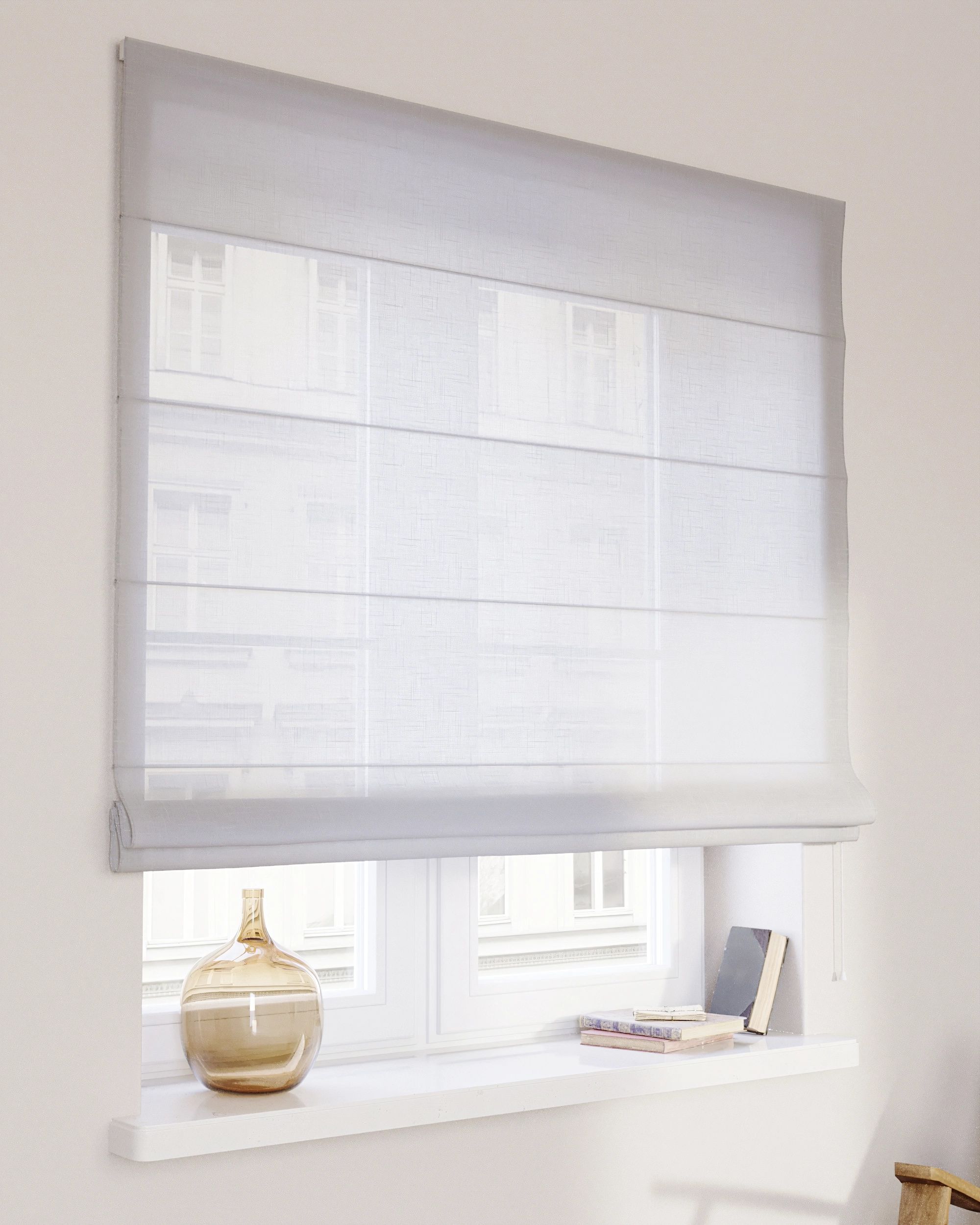 Billie roman blind colour cream fabric semi-sheer, structured