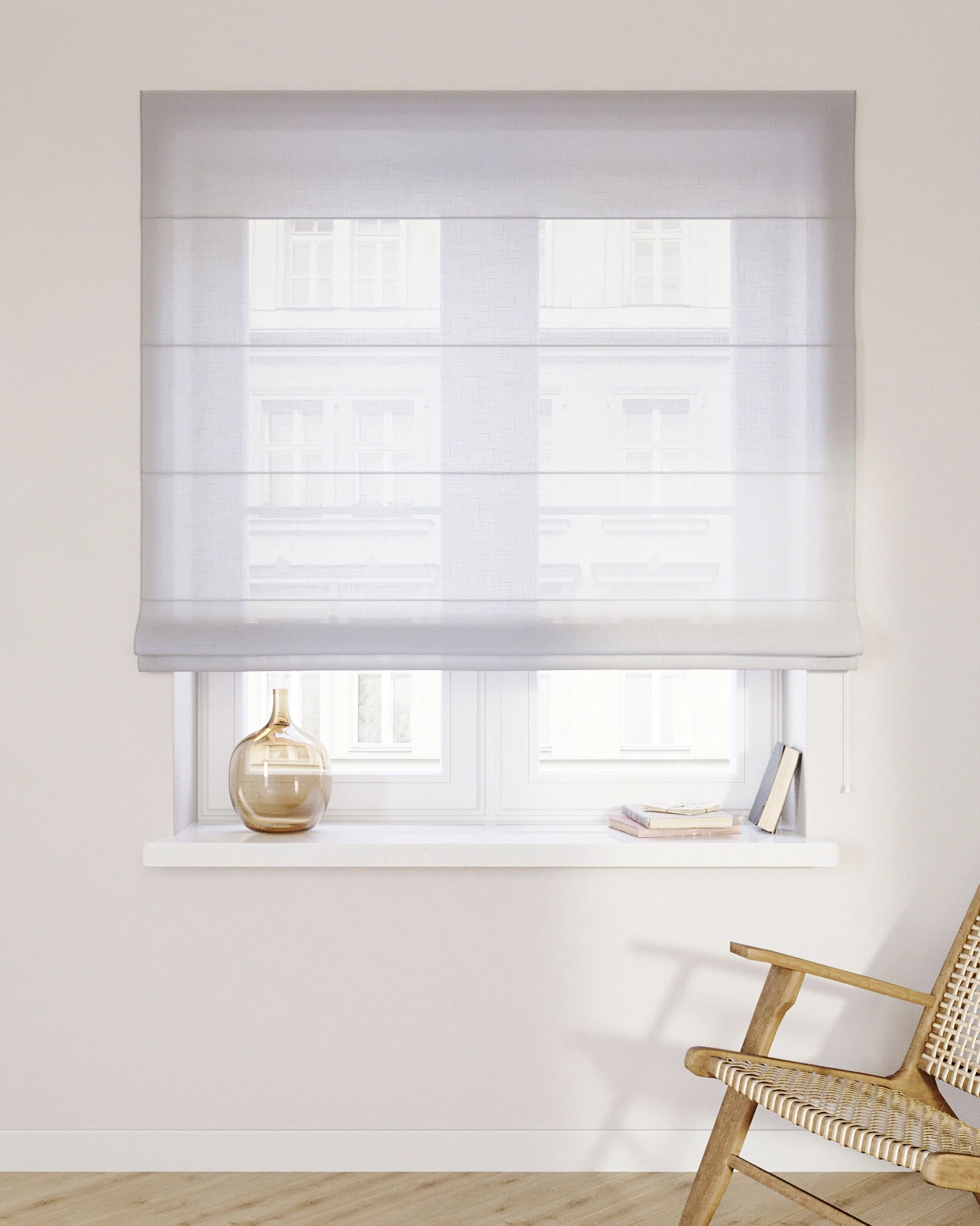 Billie roman blind colour cream fabric semi-sheer, structured (hover)