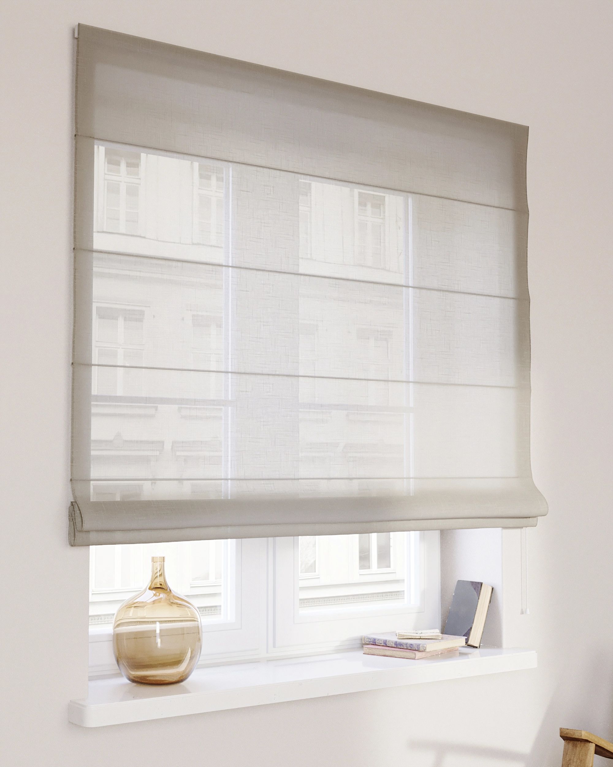 Billie roman blind colour beige fabric semi-sheer, structured