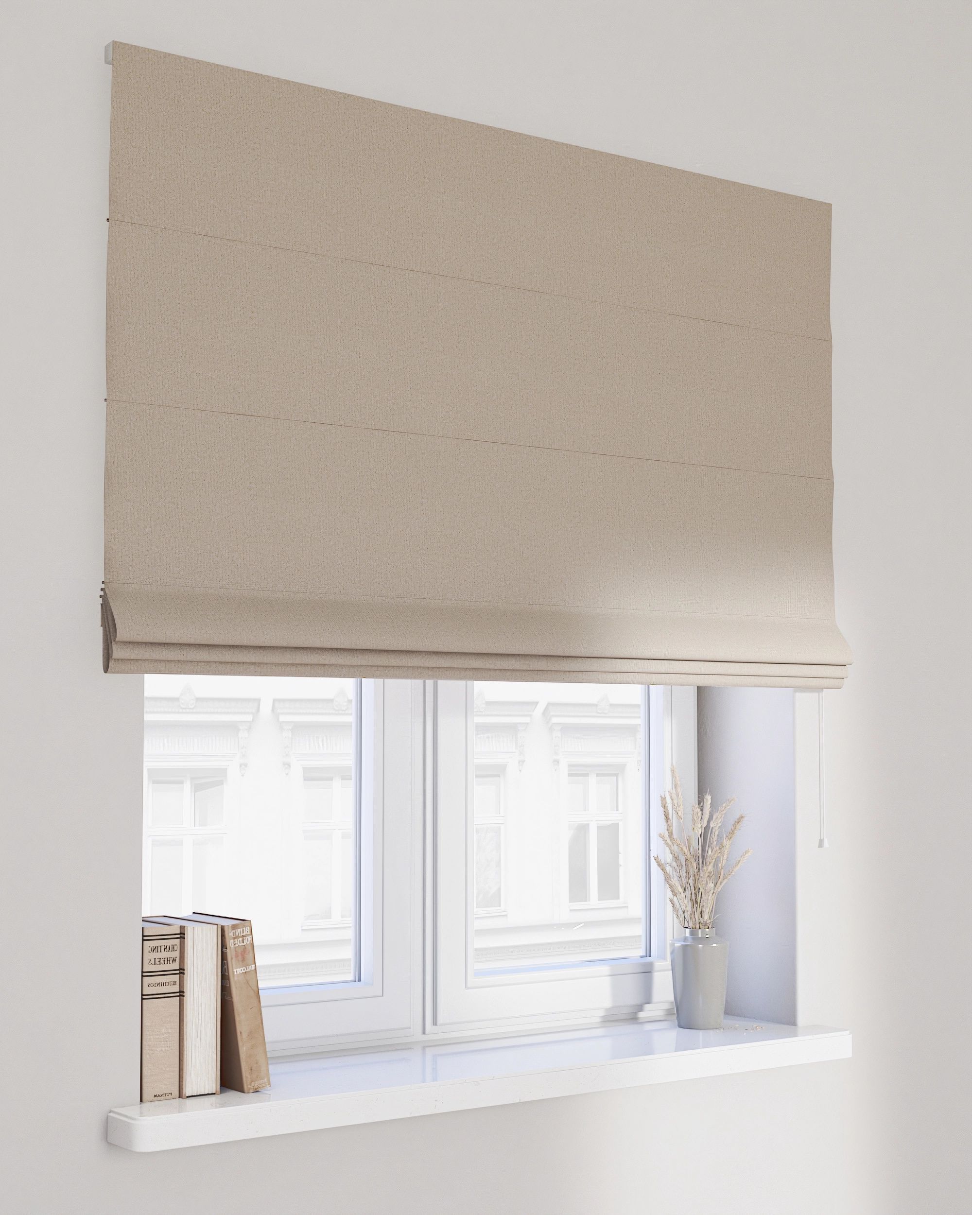 Billie roman blind colour beige fabric structured, blackout