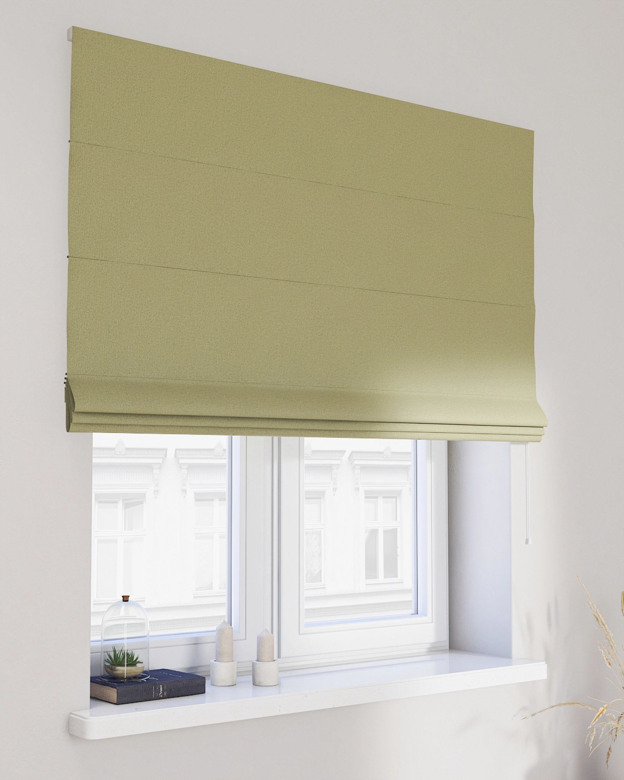 Billie roman blind colour green fabric structured, blackout