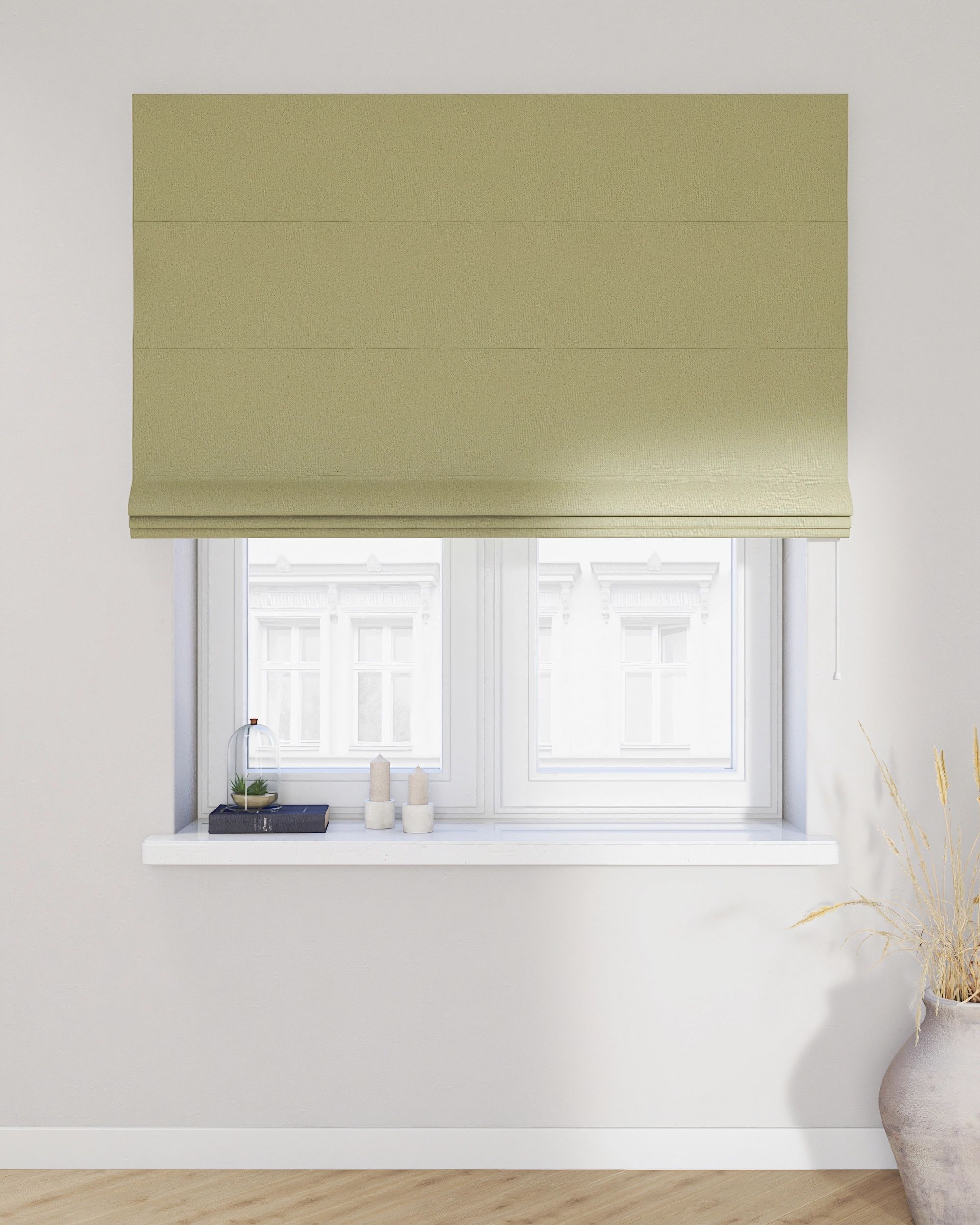Billie roman blind colour green fabric structured, blackout (hover)