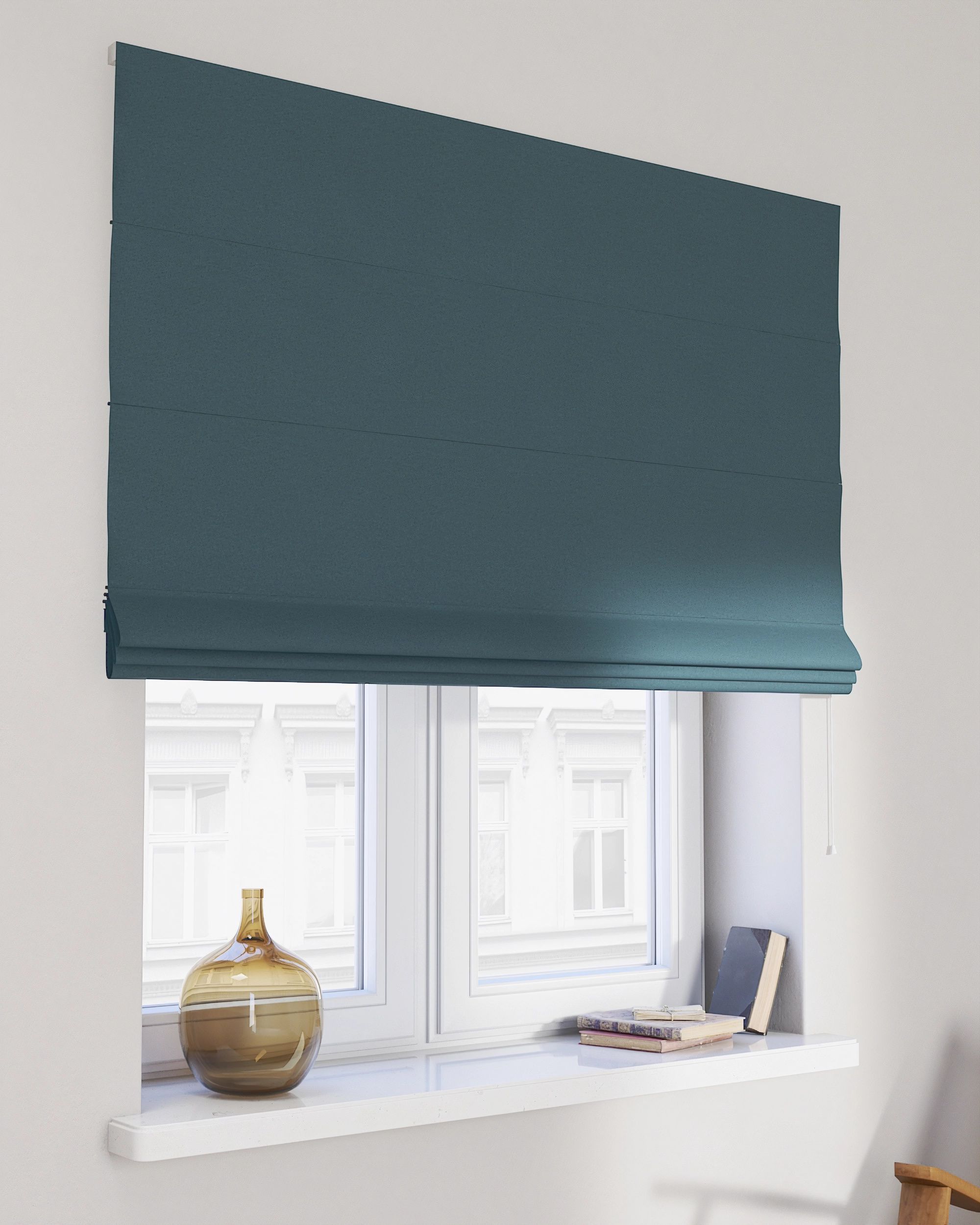 Billie roman blind colour blue fabric structured, blackout