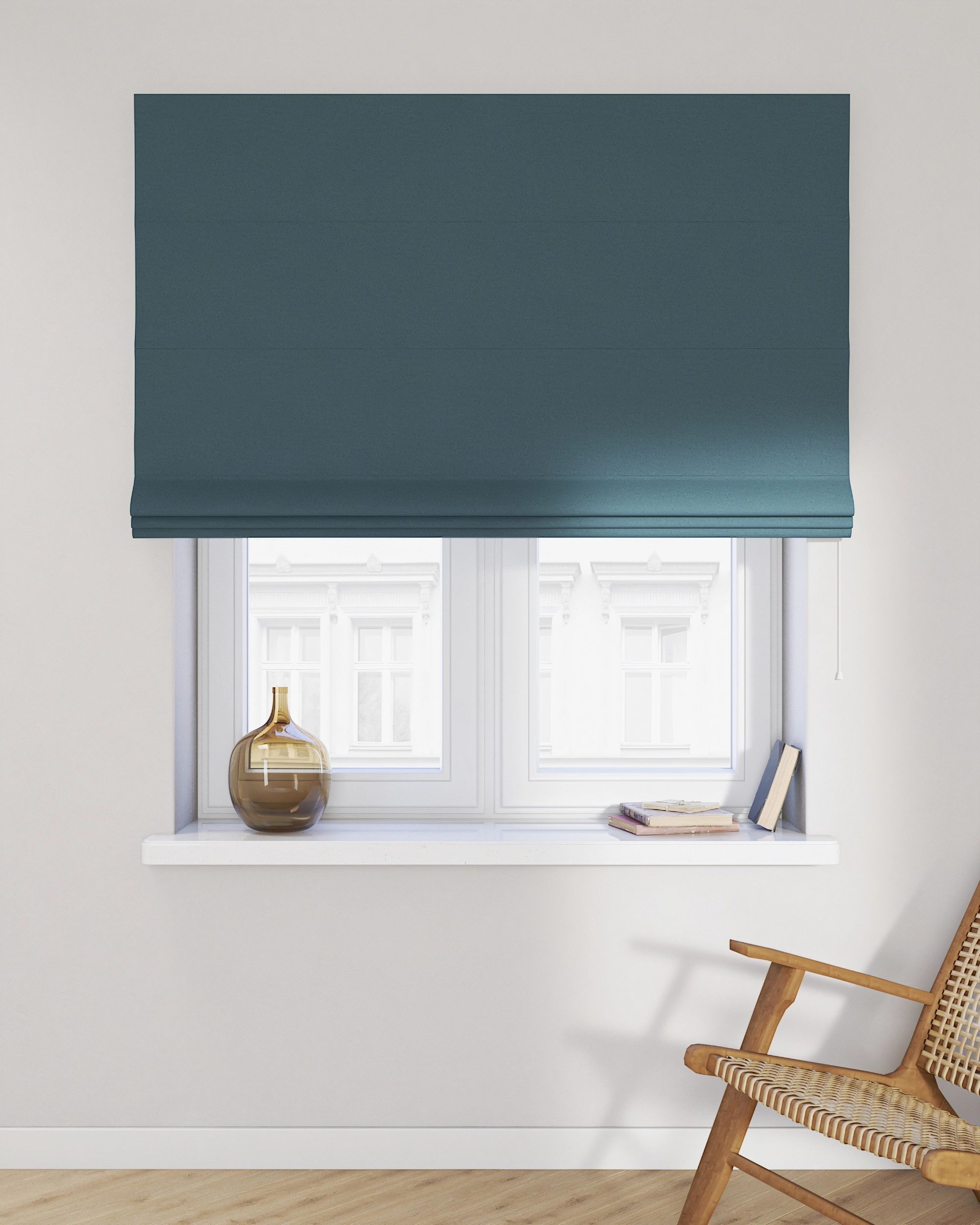 Billie roman blind colour blue fabric structured, blackout (hover)