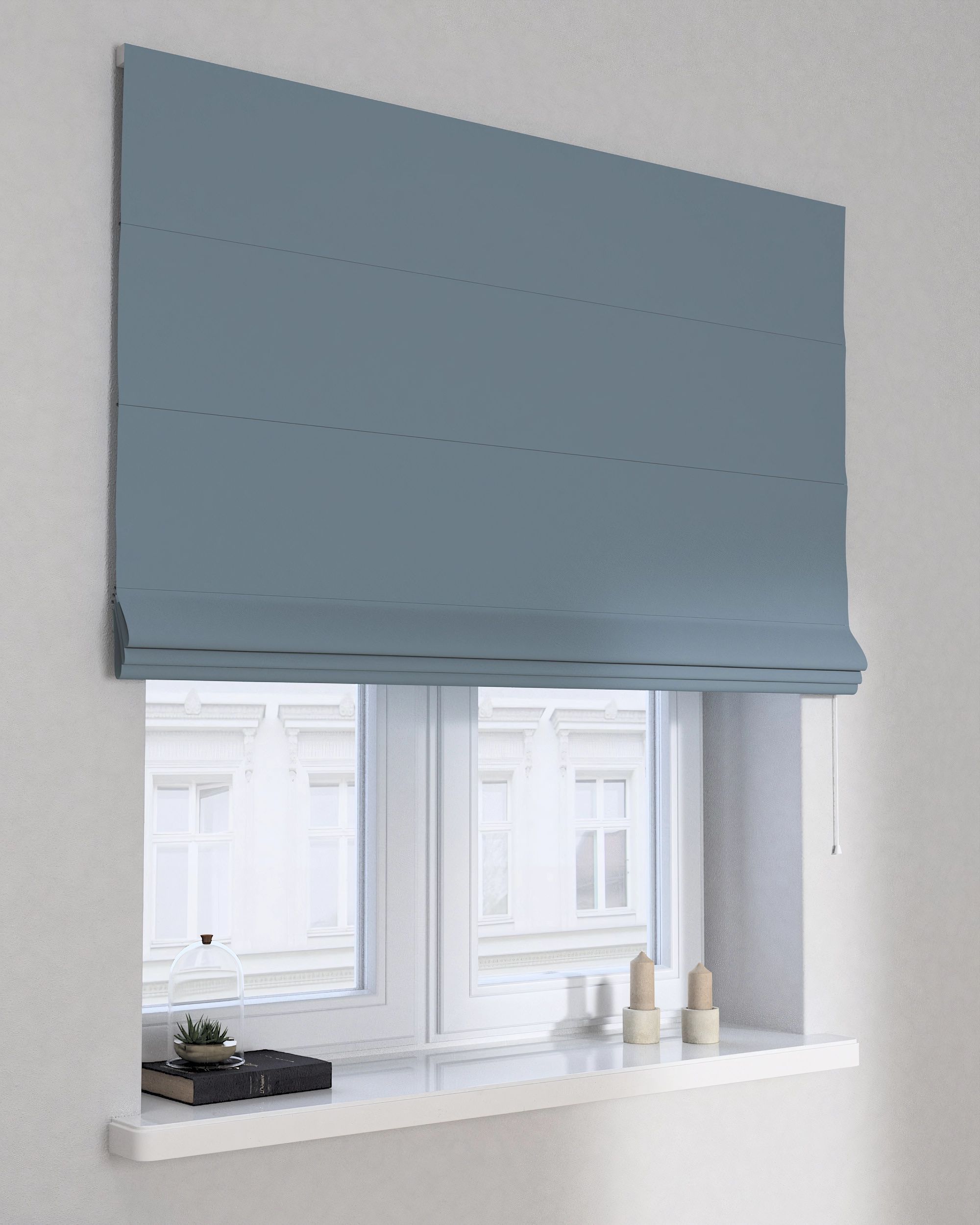 Billie roman blind colour blue fabric blackout