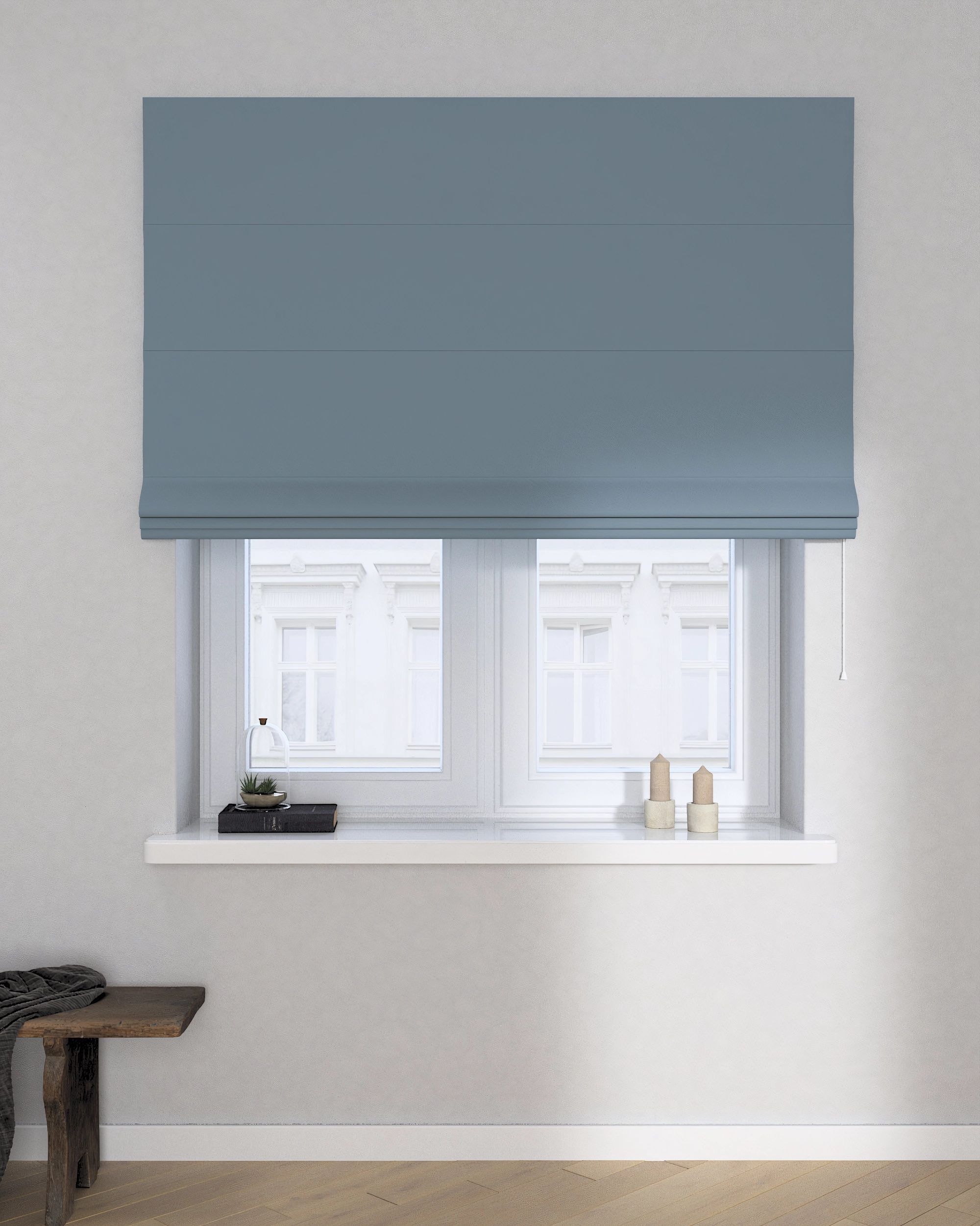 Billie roman blind colour blue fabric blackout (hover)