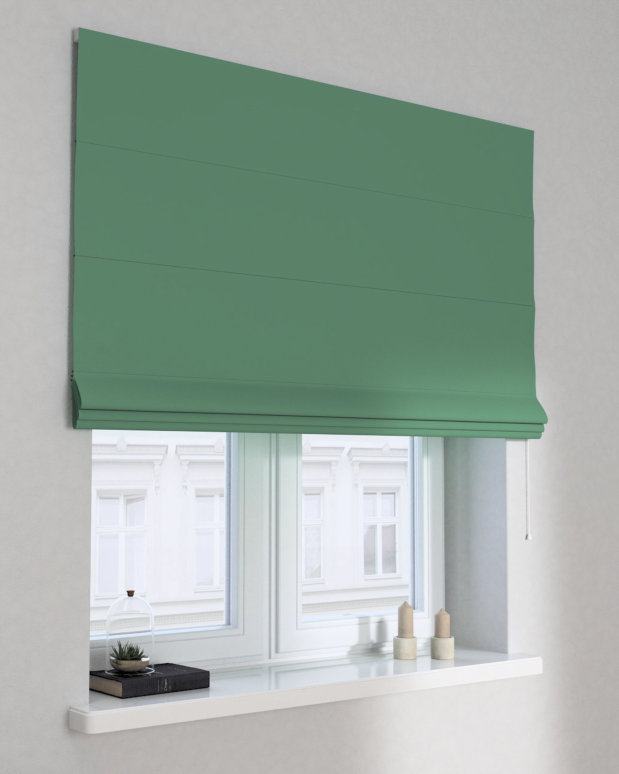 Billie roman blind colour green fabric blackout