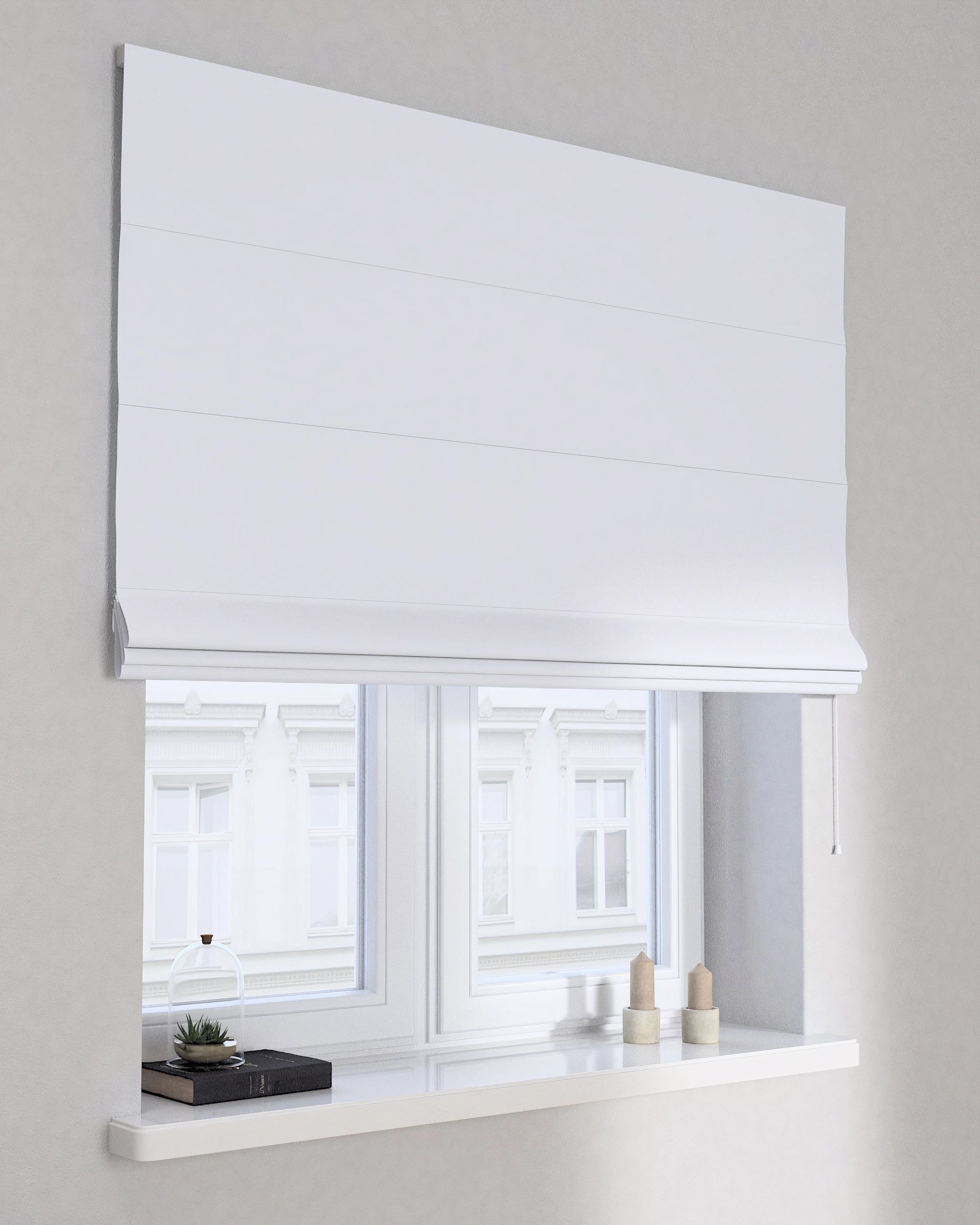 Billie roman blind colour white fabric blackout