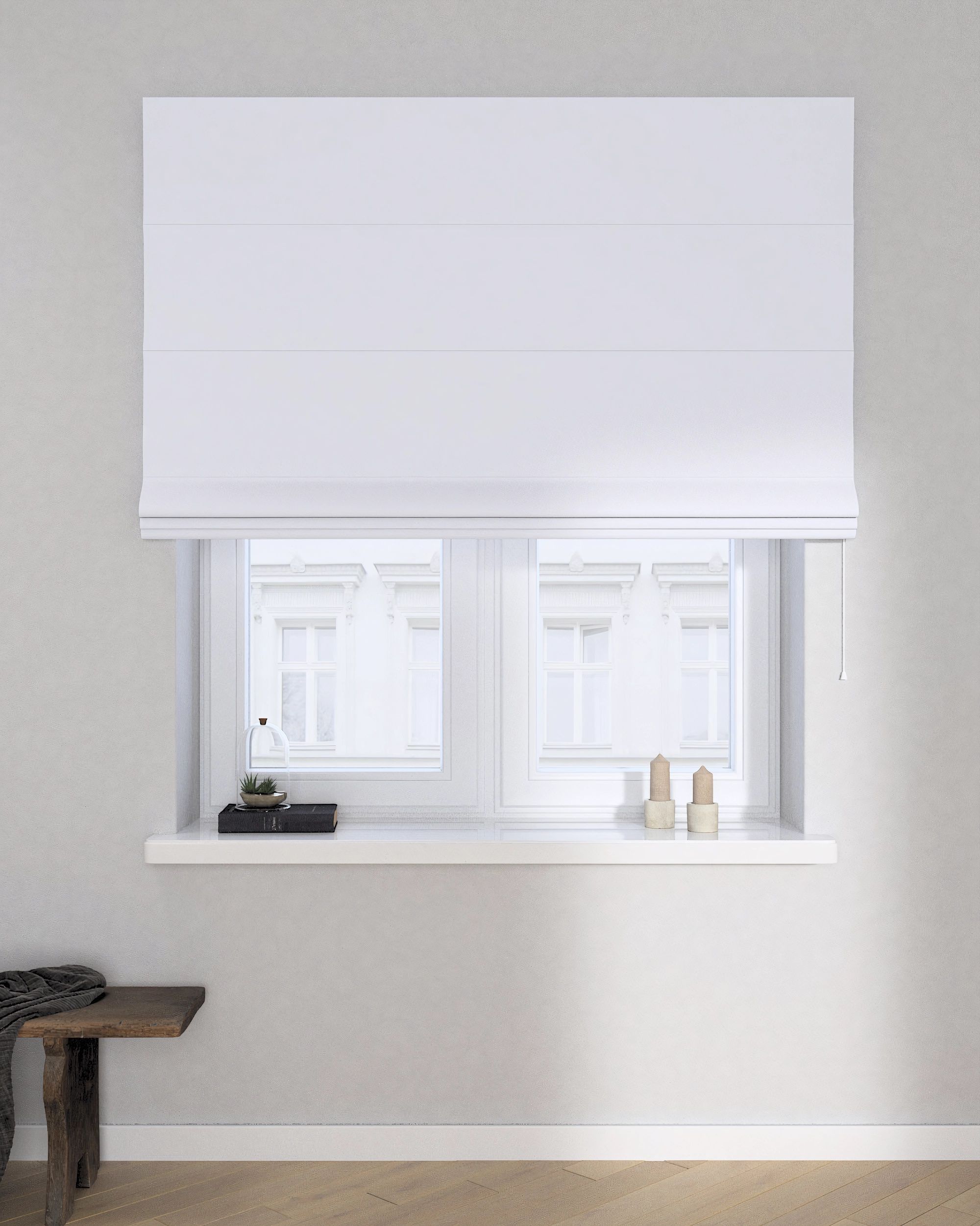 Billie roman blind colour white fabric blackout (hover)