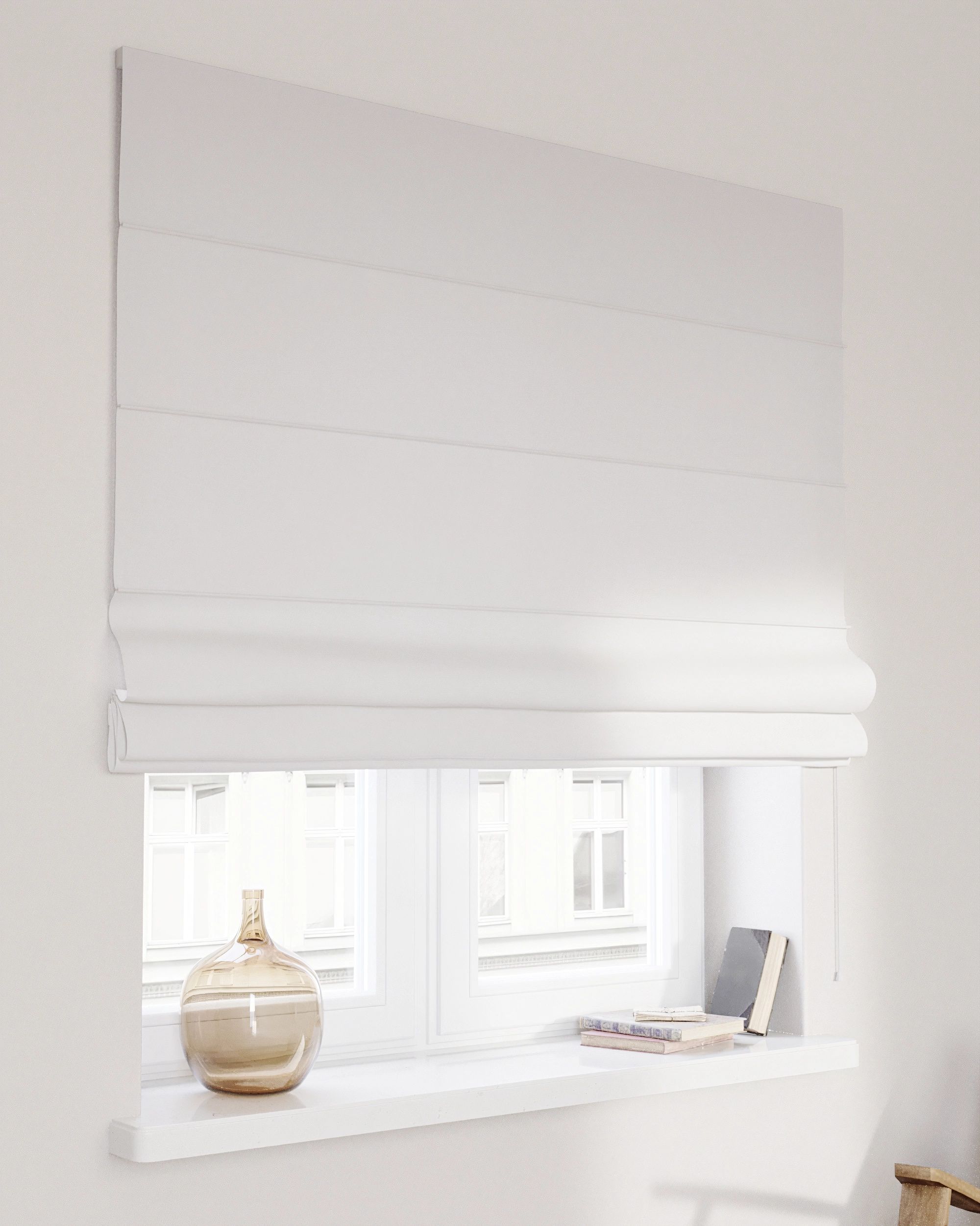Billie roman blind colour white fabric semi-sheer, structured