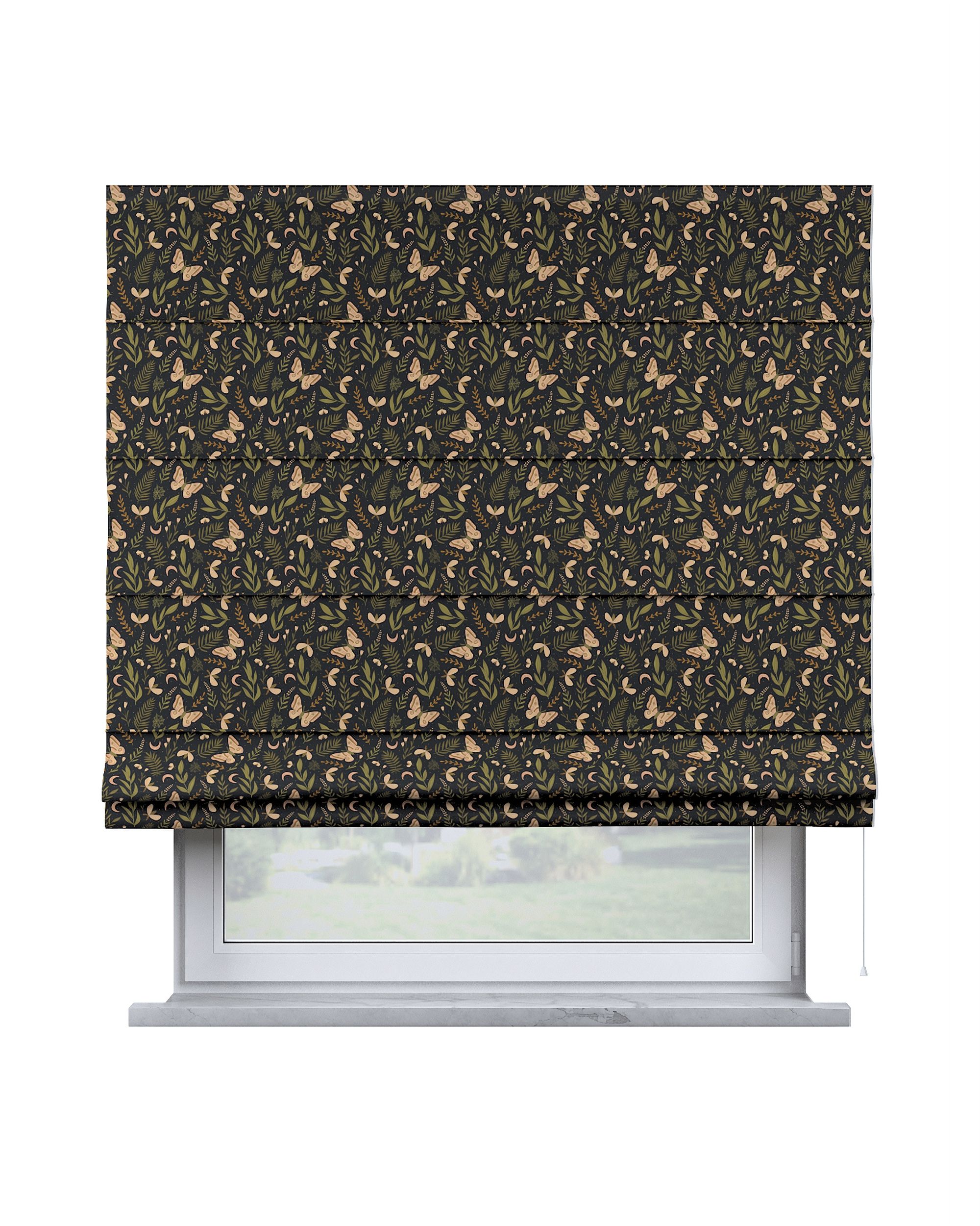 Billie roman blind colour black fabric patterned