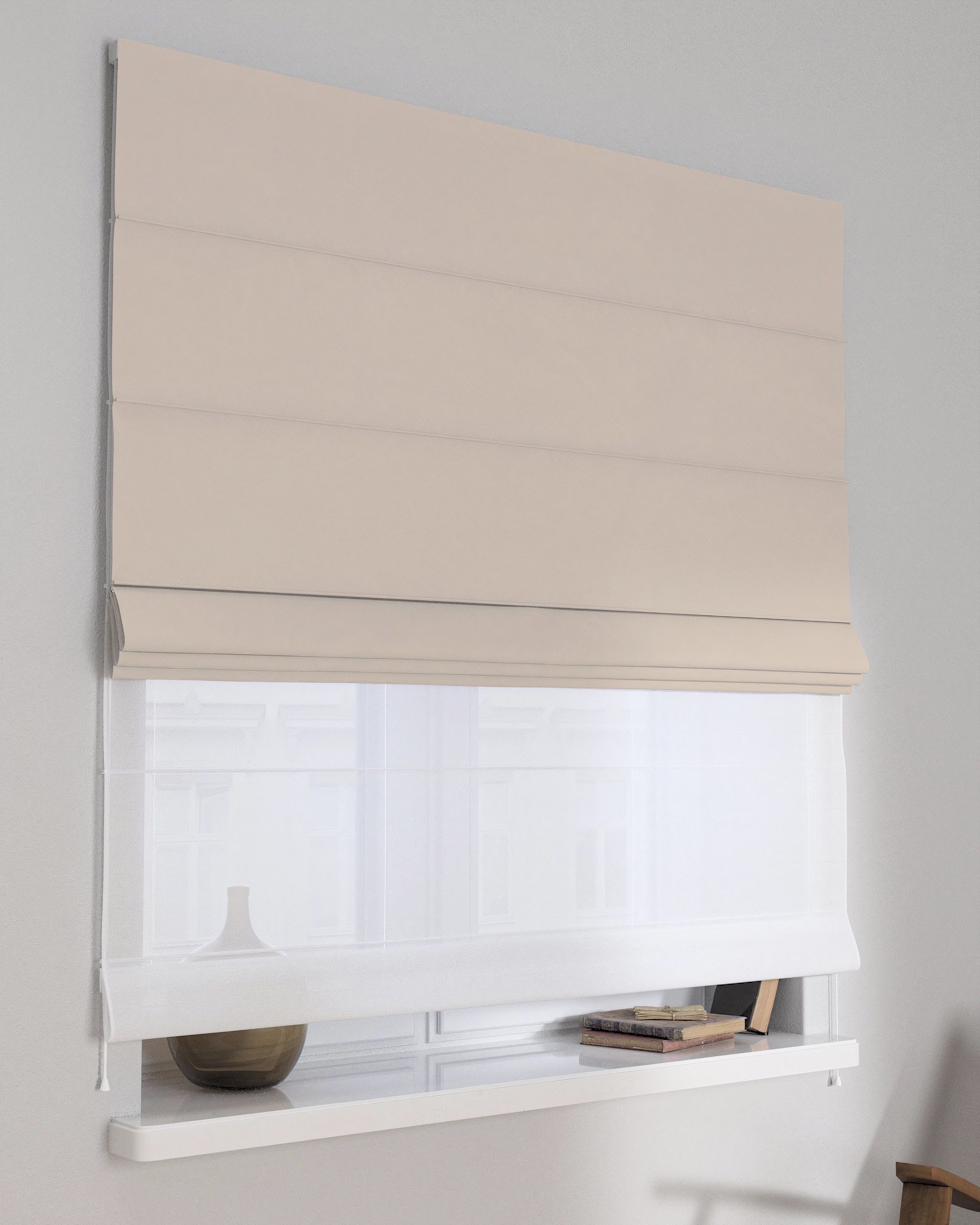 Voile and fabric roman blind (DUO II) colour beige