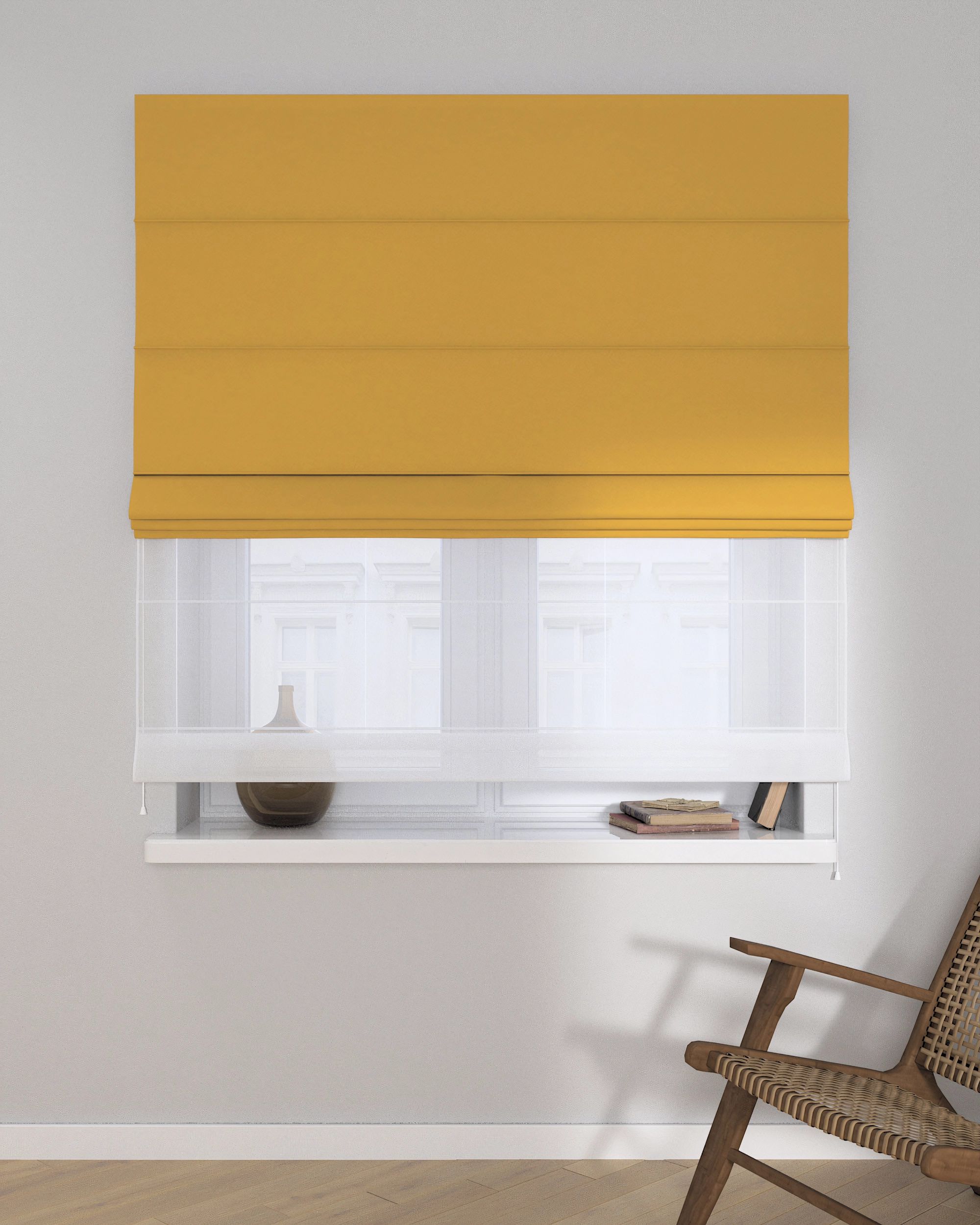 Voile and fabric roman blind (DUO II) colour yellow (hover)