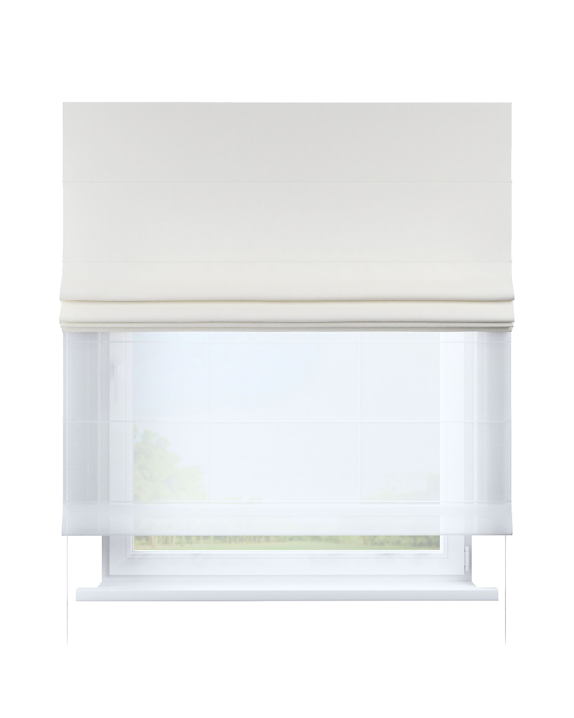 Voile and fabric roman blind (DUO II) colour white