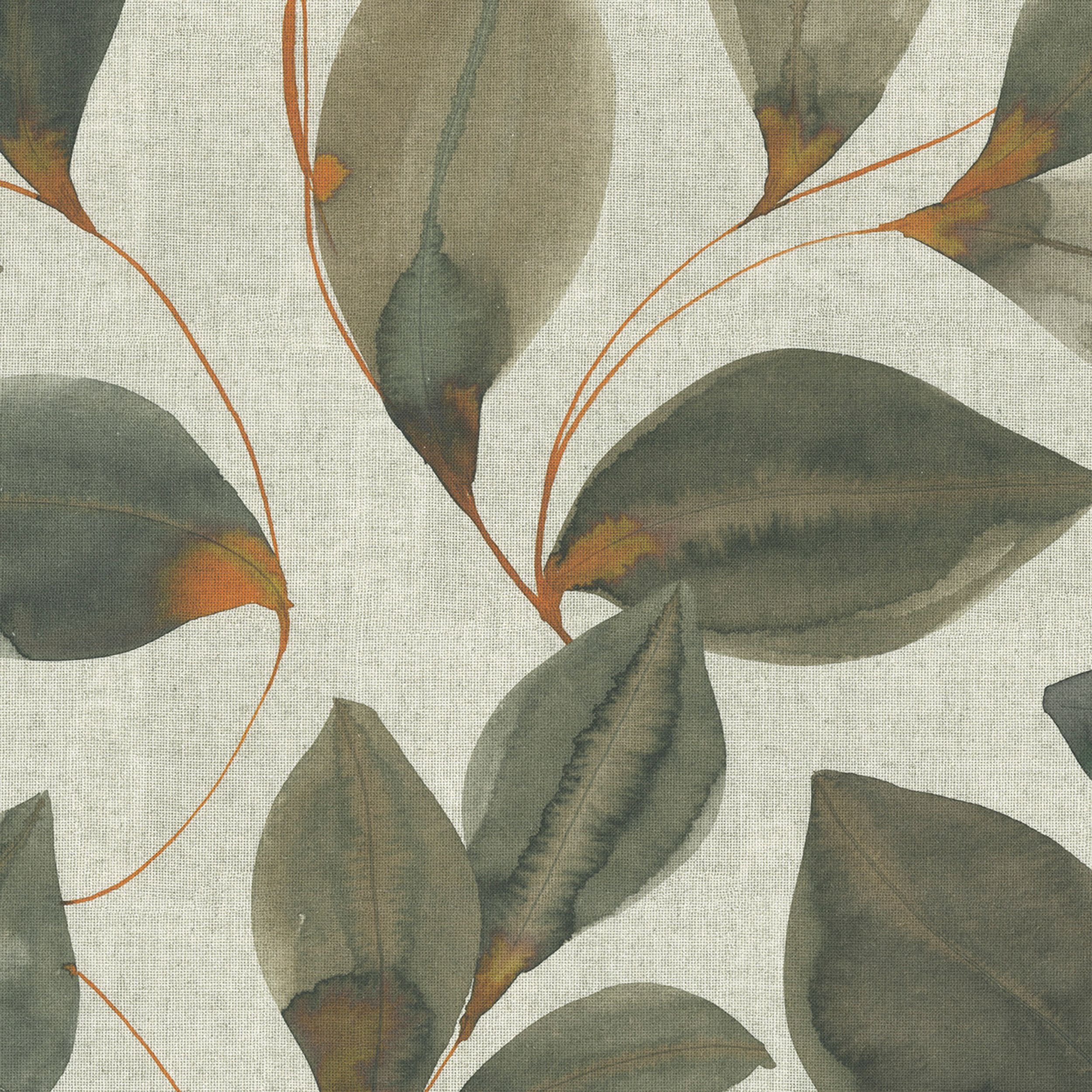 143-17 brown and orange leaves on a grey linen background