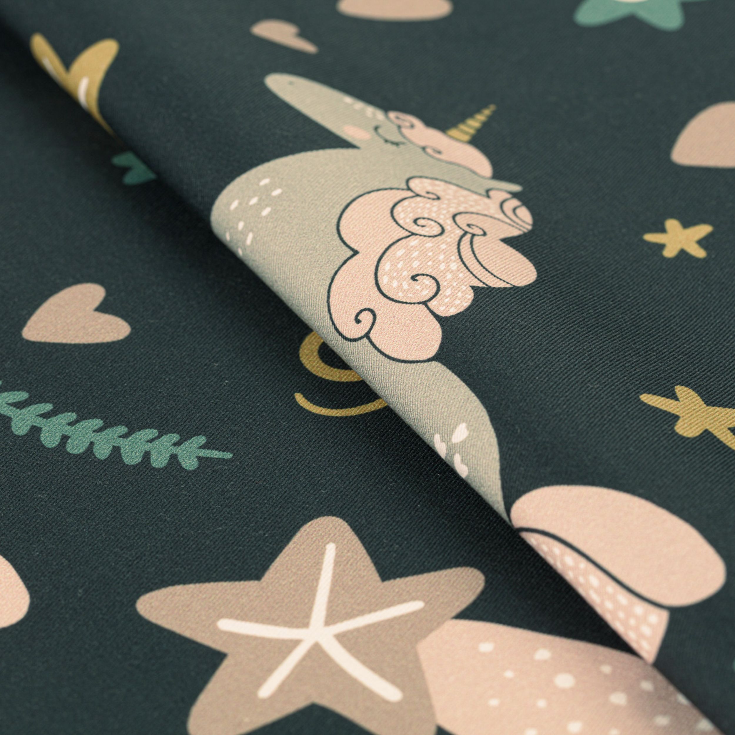 Magic Collection 500-43 brown unicorns on a navy blue background